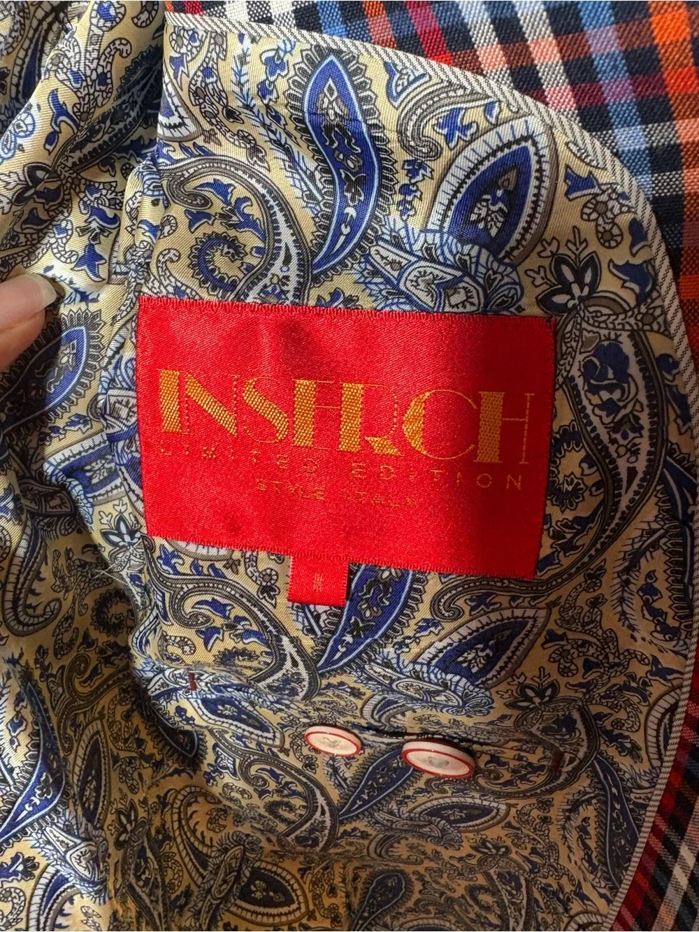 {EUC} INSERCH Men's Multicolor Check Sport Blazer - Red & Blue Plaid M
